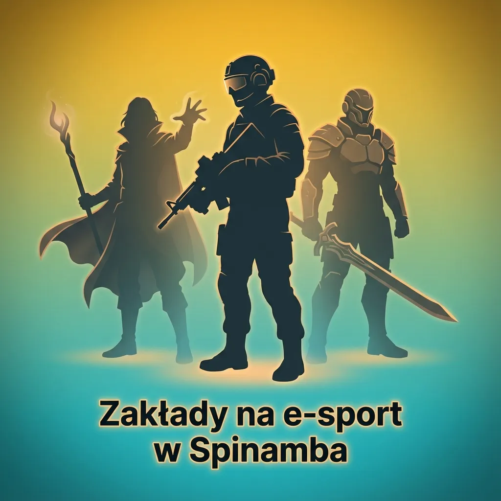 Baner Spinamba e‑sport: ikony gier CS 2, Dota 2, LoL, StarCraft II i przyciski zakładów na mecze online